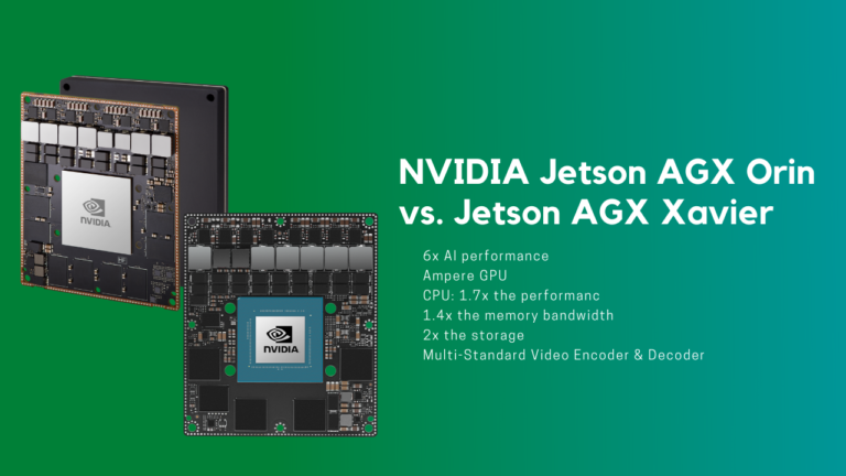 Compare NVIDIA Jetson AGX Orin with AGX Xavier: 6x AI performance, in-advance Ampere GPU, CPU, Memory & Storage