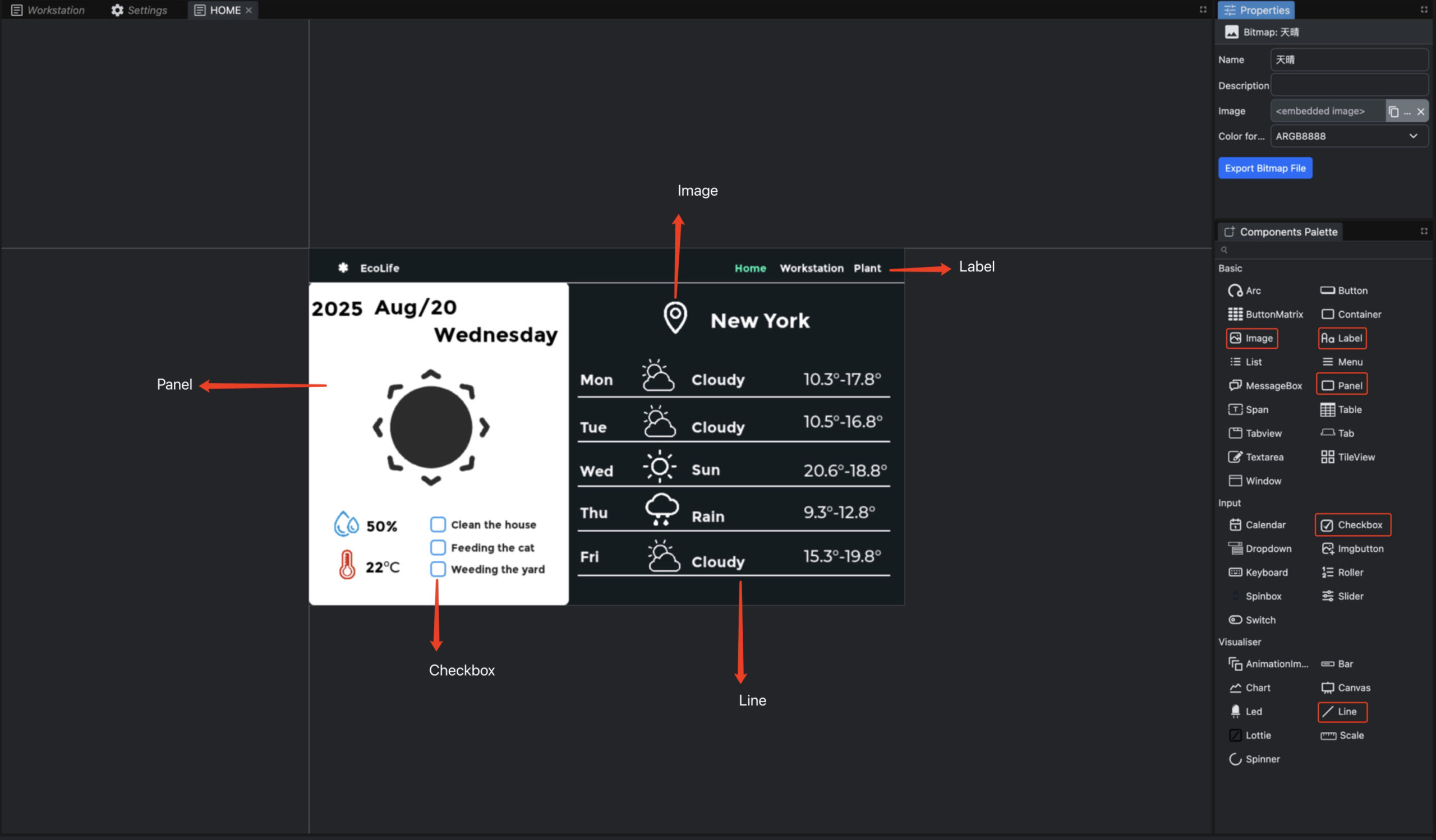 EEZ Studio GUI Design for reTerminal ePaper
