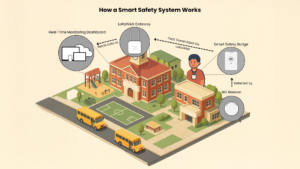 How BLE and LoRaWAN connect Smart Safety Badges to campus safety dashboards.