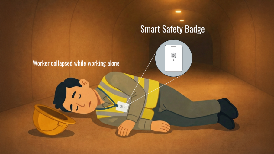 Worker collapsed in an underground tunnel