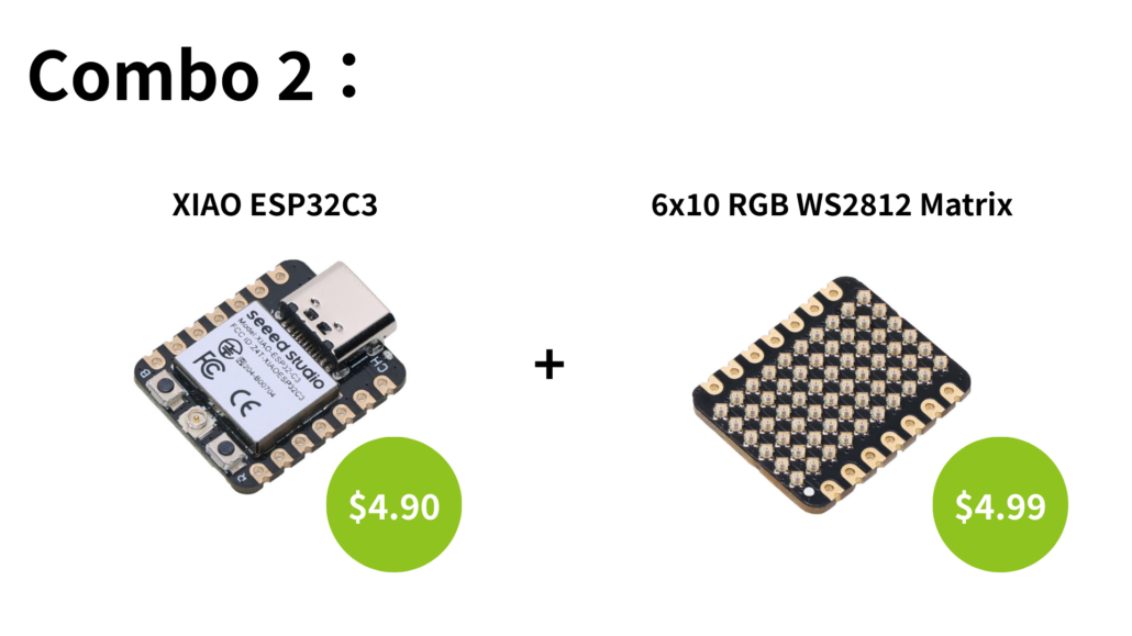 Combo 2: XIAO ESP32C3 + 6x10 RGB WS2812 Matrix