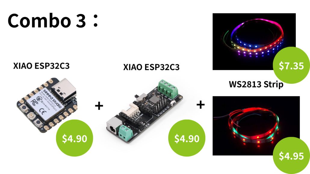 Combo 3: XIAO ESP32C3 + LED Driver Board for XIAO + WS2813 Strip