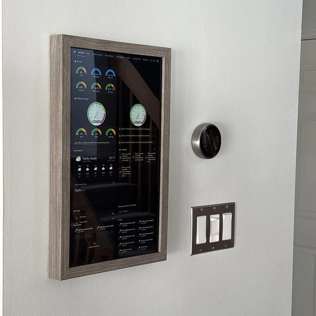 Wall-mounted Raspberry Pi Home Assistant Dashboard 
