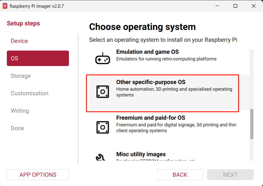 Choose the Operating System