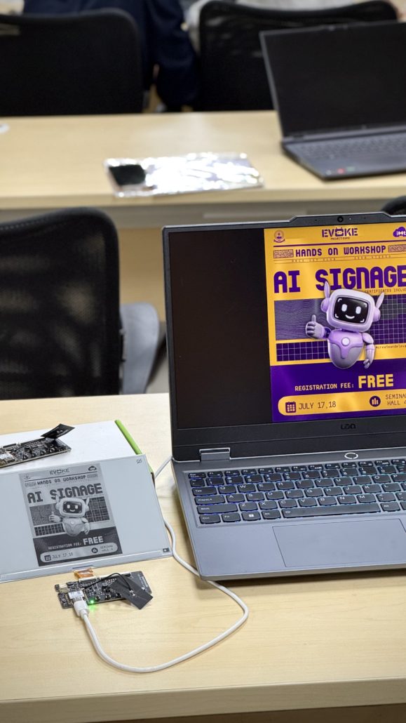 Seeed XIAO, Grove Vision AI and ePaper hardware used in the AI Signage Workshop at MACE