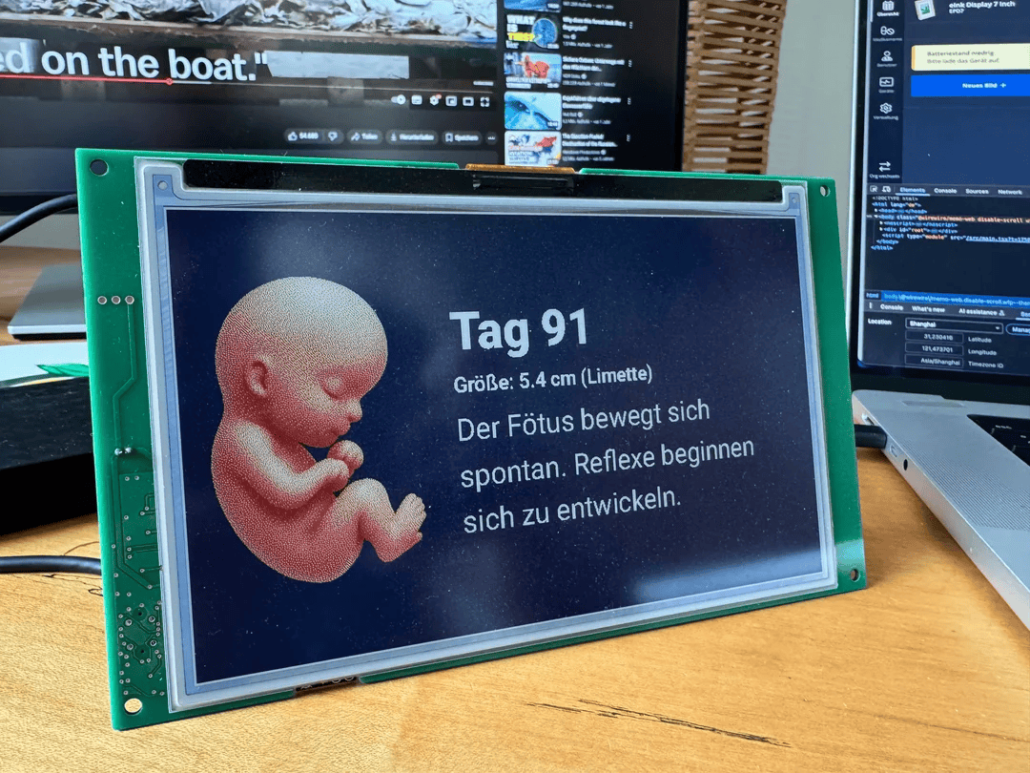 Baby development e-ink calendar made with Spectra 6 display and ESP32 C6