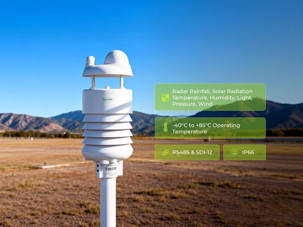 SenseCAP S700-C compact weather station with integrated solar radiation and radar rainfall sensing