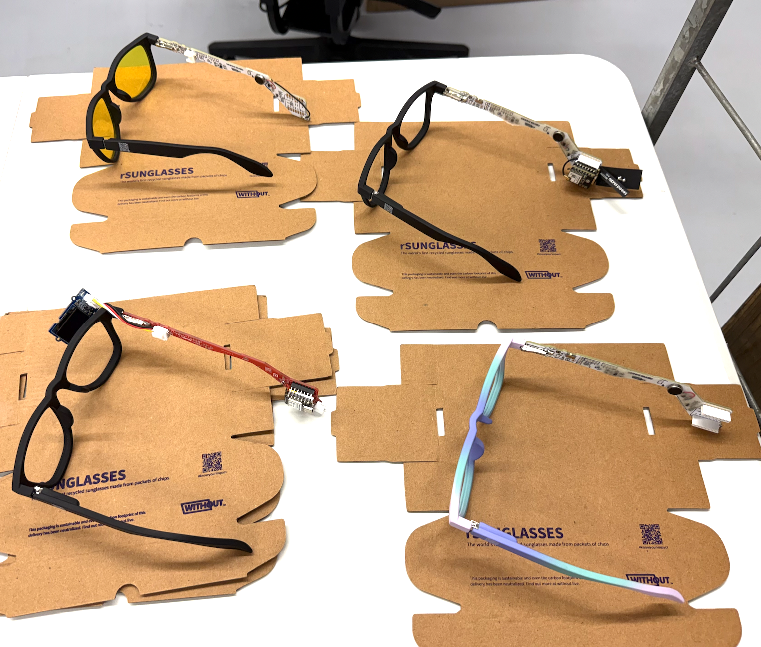 modular smart glasses PMSG kit with Without frames, custom PCBA, and XIAO boards