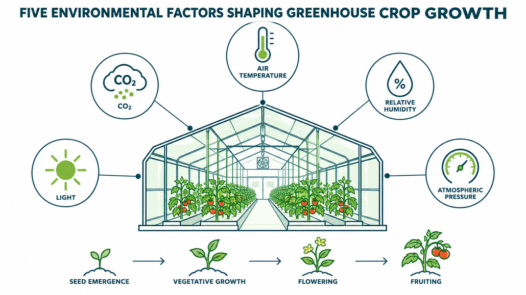 From Seedling Emergence to Flowering and Fruiting, How to Effectively Control Five Key Environmental Variables for Greenhouse Crop Growth?