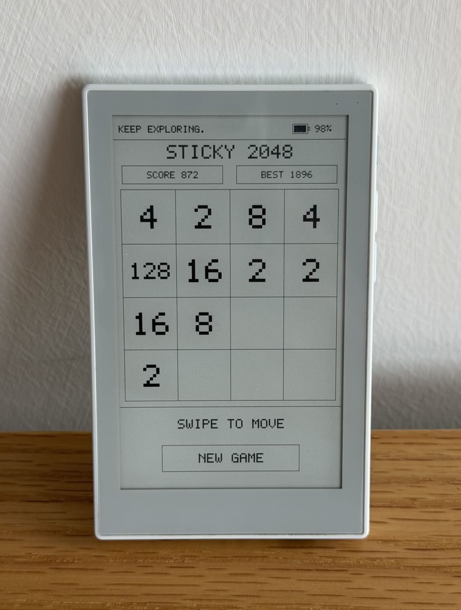 Sticky 2048 running on reTerminal Sticky