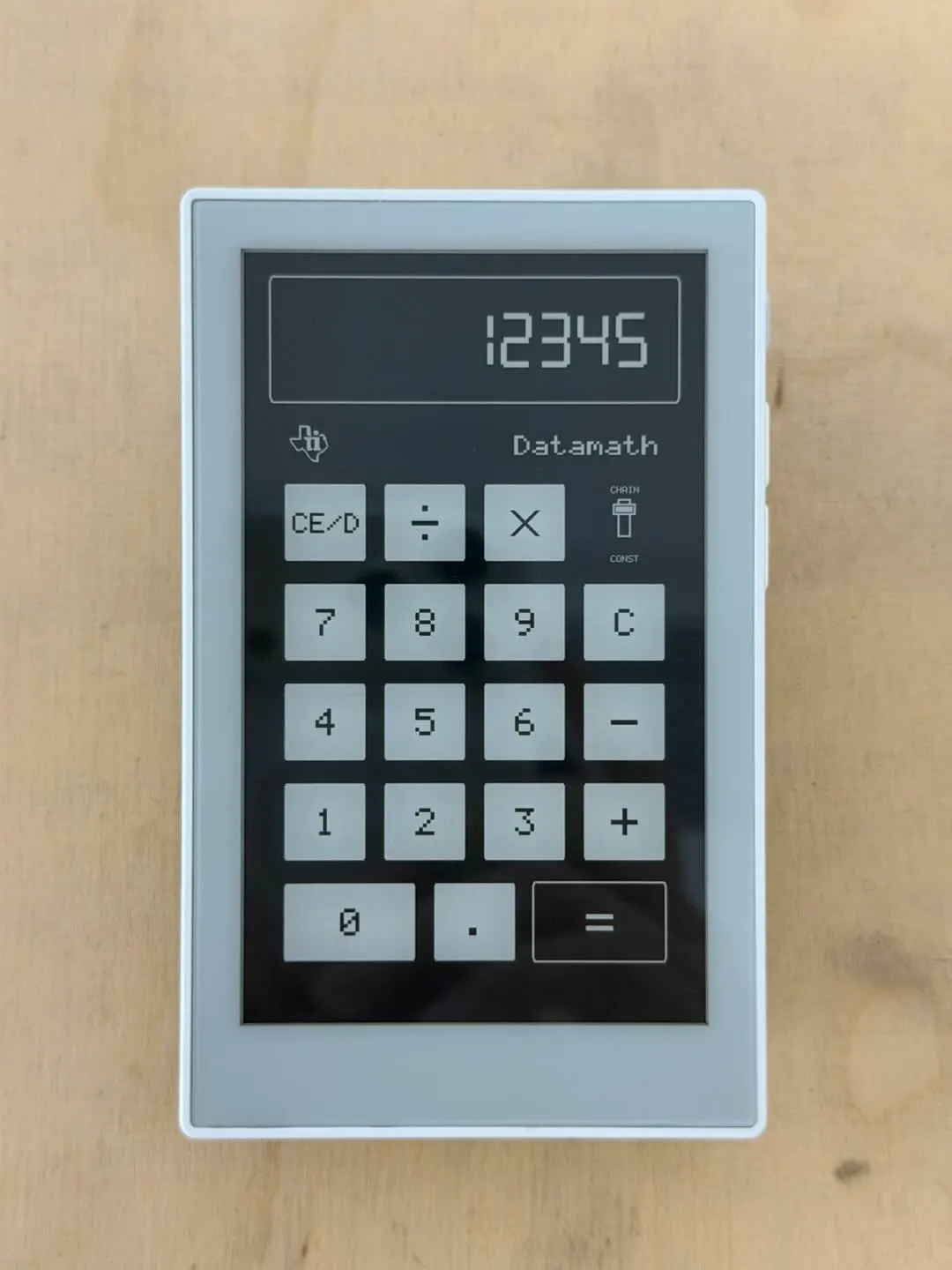 A retro and modern calculator demo for reTerminal Sticky with TI-2500 Datamath and smartphone-style calculator interfaces.