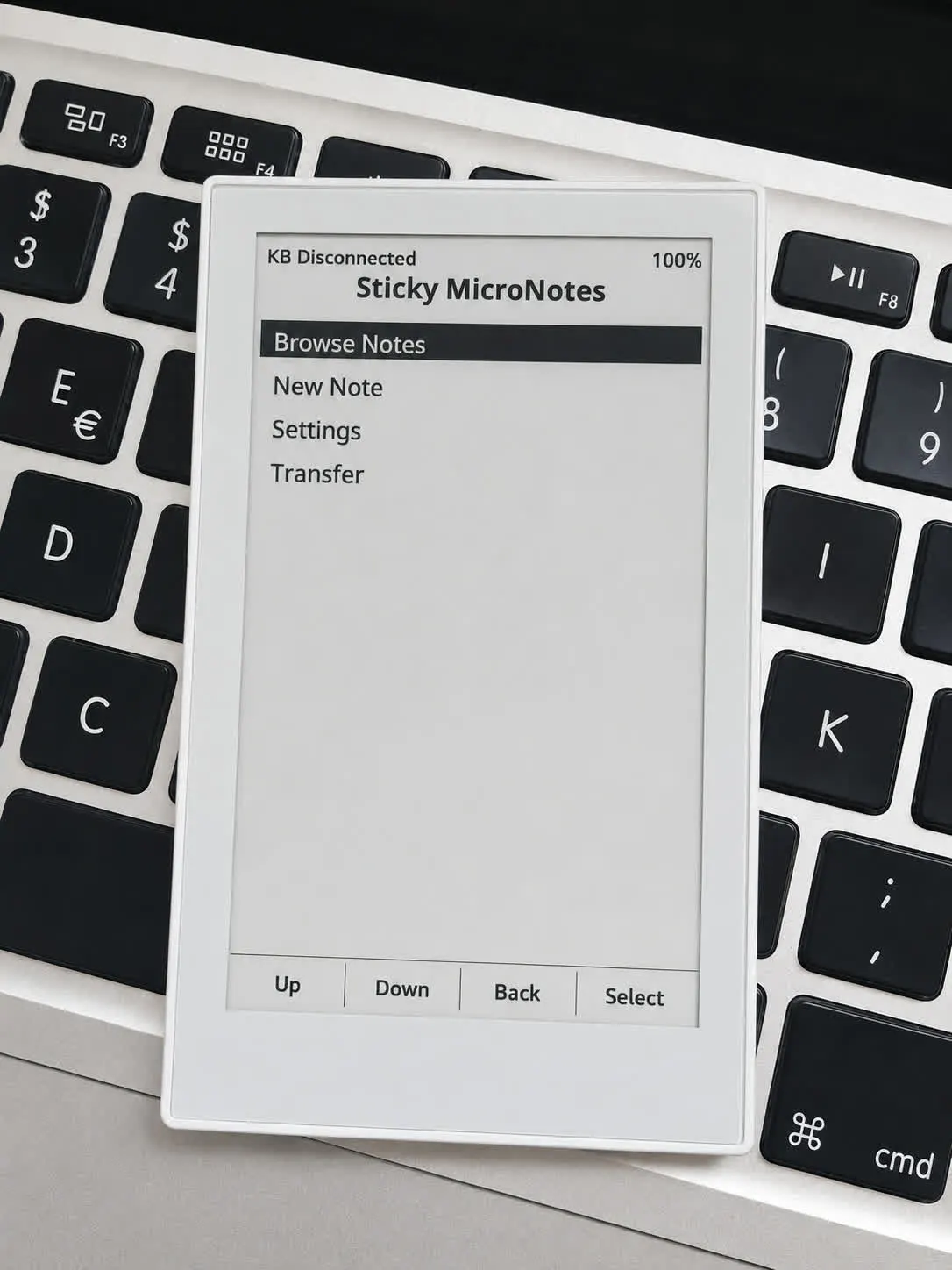 Sticky MicroNotes home menu on reTerminal Sticky