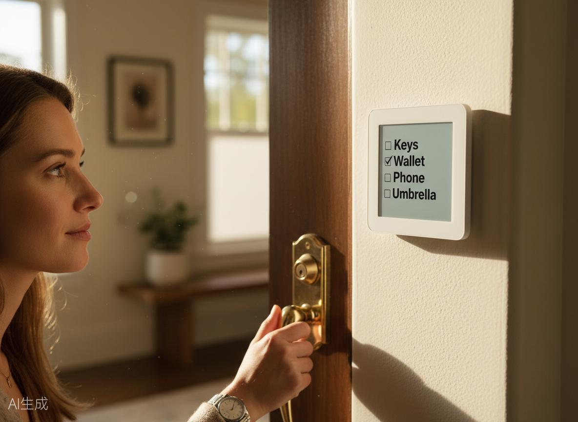 One last glance before leaving the door.